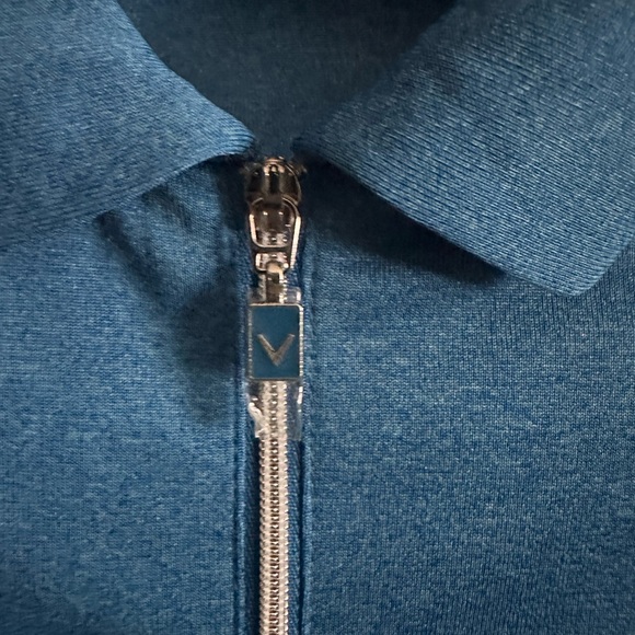 Callaway Women's 1/4 zip heather blue Golf Polo Opti Dri short sleeve Sz S NWT - Picture 2 of 6